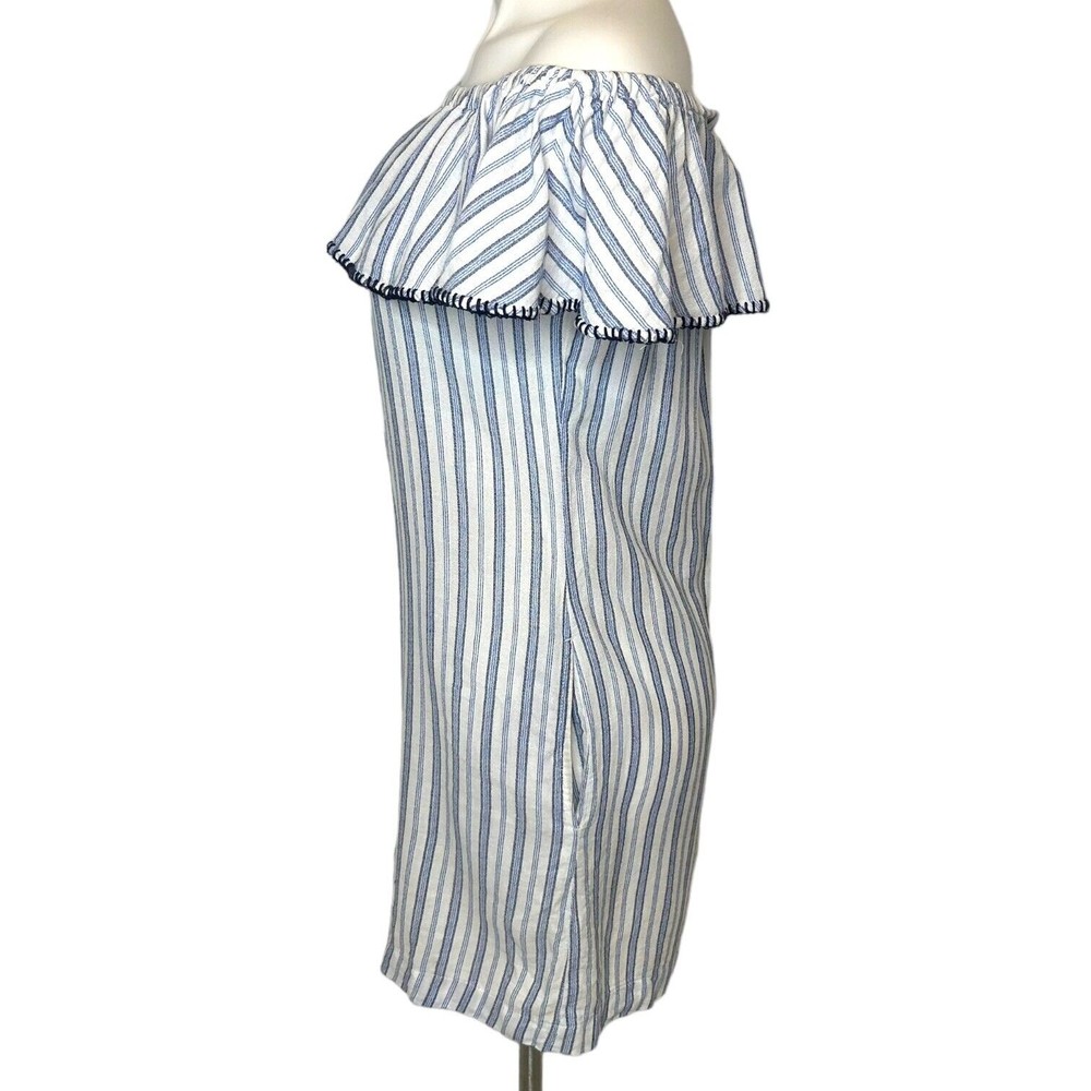 Tommy Bahama Size Xs Ticking Stripe Off The Shoulder Cover-Up Dress ($108) View 6